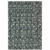 2' x 3' Steel Blue and Ivory Abstract Power Loom Stain Resistant Area Rug
