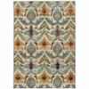 2' x 3' Ivory Grey Rust Gold and Blue Abstract Power Loom Stain Resistant Area Rug