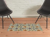 2' x 3' Ivory Grey Rust Gold and Blue Abstract Power Loom Stain Resistant Area Rug