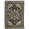 2' x 3' Blue Taupe Grey Green Rust Tan Beige and Gold Oriental Power Loom Area Rug