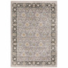 2' x 3' Grey and Blue Oriental Power Loom Stain Resistant Area Rug with Fringe
