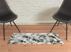 2' x 3' Charcoal and White Abstract Power Loom Stain Resistant Area Rug