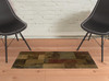 2' x 3' Green and Red Geometric Power Loom Stain Resistant Area Rug