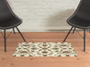 2' x 3' Ivory Green Blue Red Salmon and Yellow Floral Power Loom Area Rug
