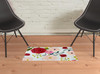 2' x 3' Red Floral Machine Tufted Area Rug with UV Protection