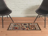 2' x 3' Brown and Red Ikat Patchwork Scatter Rug