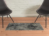 2' x 3' Charcoal Silver & Grey Abstract Shag Power Loom Stain Resistant Area Rug