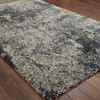 2' x 3' Charcoal Silver & Grey Abstract Shag Power Loom Stain Resistant Area Rug