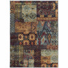 2' x 3' Gold Blue Purple Green and Red Abstract Power Loom Stain Resistant Area Rug