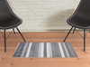 2' x 3' Gray Silver and Black Wool Striped Hand Knotted Stain Resistant Area Rug