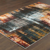 2' x 3' Blue Gold Red and Grey Abstract Power Loom Stain Resistant Area Rug