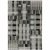 2' x 3' Black Grey and Ivory Geometric Power Loom Stain Resistant Area Rug