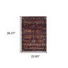 2' x 3' Red Purple Gold and Grey Oriental Power Loom Stain Resistant Area Rug
