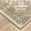 2' x 3' Beige and Ivory Oriental Power Loom Stain Resistant Area Rug