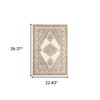 2' x 3' Beige and Ivory Oriental Power Loom Stain Resistant Area Rug