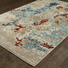 2' x 3' Beige and Blue Abstract Power Loom Stain Resistant Area Rug