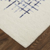2' x 3' Ivory and Blue Wool Plaid Tufted Handmade Stain Resistant Area Rug