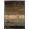 2' x 3' Brown and Beige Floral Power Loom Stain Resistant Area Rug