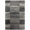 2' x 3' Charcoal Silver and Grey Geometric Shag Power Loom Area Rug