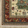 2' x 3' Brick Red Orange Rust Beige Gold Pale Blue Olive Navy & Black Oriental Power Loom Rug