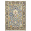 2' x 3' Blue Grey Gold Green Pink Orange Ivory and Red Oriental Power Loom Area Rug