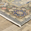 2' x 3' Blue Grey Gold Green Pink Orange Ivory and Red Oriental Power Loom Area Rug