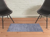 2' x 3' Blue and Ivory Abstract Hand Woven Area Rug