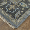 2' x 3' Blue Gray and Taupe Wool Floral Hand Knotted Stain Resistant Area Rug