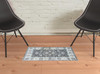 2' x 3' Gray Oriental Washable Area Rug with UV Protection