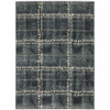 2' x 3' Blue & Ivory Geometric Power Loom Stain Resistant Area Rug