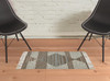 2' x 3' Grey Geometric Flat Weave Handmade Stain Resistant Area Rug with Fringe