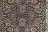 2' x 3' Ivory Brown and Blue Wool Floral Hand Knotted Distressed Area Rug with Fringe
