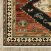 2' x 3' Charcoal Brown Orange Salmon Gold Navy Ivory & Pale Blue Oriental Power Loom Rug