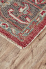 2' x 3' Red Gray and Ivory Wool Floral Hand Knotted Distressed Area Rug with Fringe
