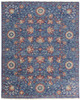 2' x 3' Blue and Red Wool Floral Hand Knotted Stain Resistant Area Rug