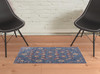2' x 3' Blue and Red Wool Floral Hand Knotted Stain Resistant Area Rug