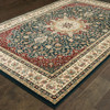 2' x 3' Navy and Ivory Oriental Power Loom Stain Resistant Area Rug