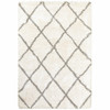 2' x 3' Ivory and Gray Geometric Lattice Scatter Rug