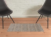 2' x 3' Grey and Tan Floral Power Loom Stain Resistant Area Rug with Fringe