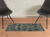 2' x 3' Blue and Navy Oriental Power Loom Stain Resistant Area Rug