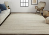 2' x 3' Ivory Wool Hand Woven Stain Resistant Area Rug