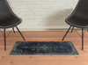 2' x 3' Blue and Brown Oriental Power Loom Stain Resistant Area Rug