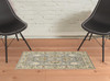 2' x 3' Grey Ivory Orange Teal Green Charcoal Blue and Red Oriental Power Loom Area Rug