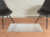 2' x 3' Gray Ivory and Pink Geometric Hand Knotted Area Rug