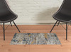 2' x 3' Gray Yellow and Blue Wool Abstract Tufted Handmade Stain Resistant Area Rug