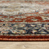 2' x 3' Red Ivory Blue Navy Gold and Grey Oriental Power Loom Area Rug with Fringe