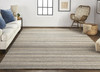 2' x 3' Brown and Taupe Wool Hand Woven Stain Resistant Area Rug