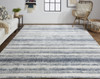 2' x 3' Ivory and Blue Abstract Hand Woven Area Rug