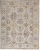 2' x 3' Ivory Tan and Blue Floral Hand Knotted Stain Resistant Area Rug