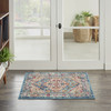 2' x 3' Blue and Ivory Power Loom Polypropylene Area Rug